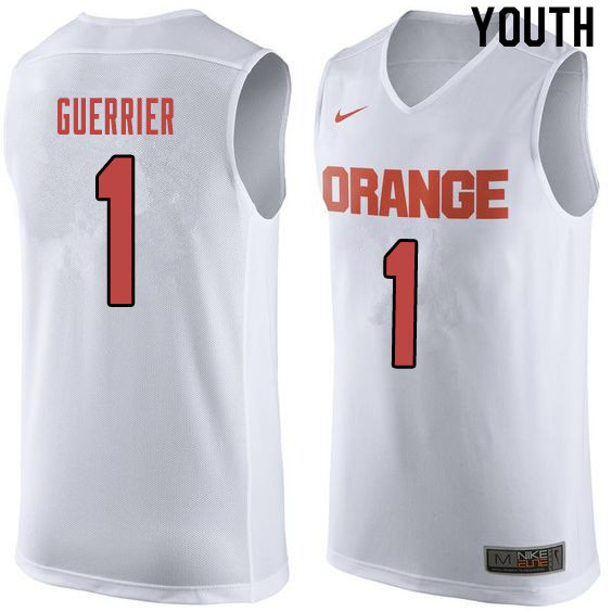 Youth #1 Quincy Guerrier Syracuse White College Basketball Jerseys Sale-Orange